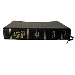 NIV Study Bible Black Leather Red Letter Zondervan Christian Religious